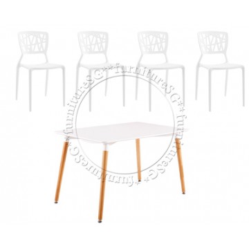 Santiago Dining Table Set (Table+4 Chairs) White